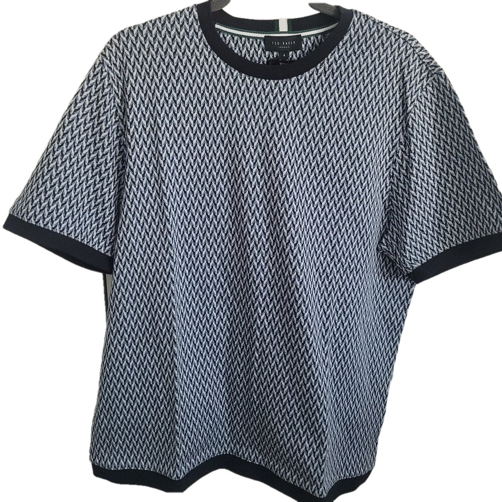 NWT TED BAKER Finity Crew Neck T-Shirt Size 5 (XL) Regular Blue